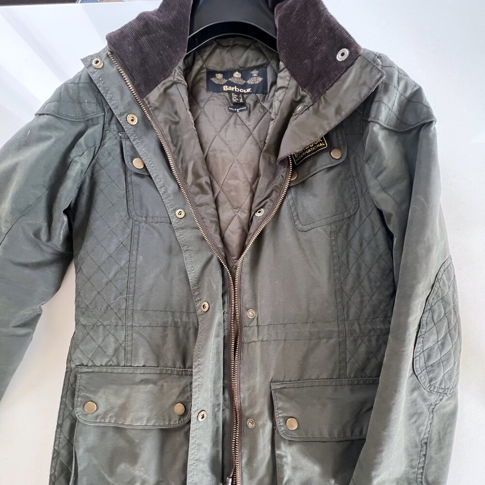 Barbour Parka Waxed Green Hooded Coat Jacket Womens - Picture 6 of 15